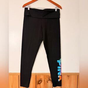 PINK Victoria's Secret Black Leggings with Vibrant Logo